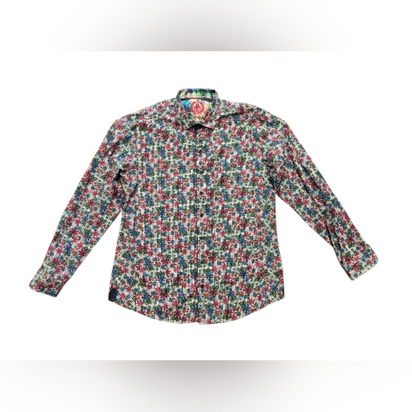 Au Noir Plaid Floral Button Down Longsleeve Pink/Blue/Green/White Size 5 Shirt - Picture 1 of 7